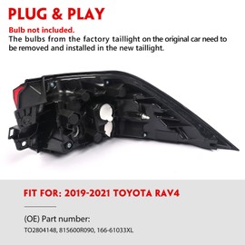 Huray Left Outer Tail Light for Toyota RAV4 2019-2022 Driver Side Taillight Lamp Assembly Replacement for TO2804148 815600R090
