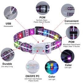 YUSHANG Light Up Dog Collars,LED Dog Collar Rechargeable Waterproof,LED Plastic Buckle Glow Collar for Cats and Small Dogs-XS(Size can be Crop)