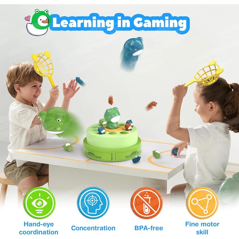 Frog Bounce Catch Game for Kids, Popping Toy for Ages