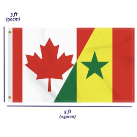 3×5 FT Canada Senegal Flag, Large 100D Canadian Senegalese Friendship National Outdoor Banner,Doube Side Printing Decor For Patio Garden With Brass Gromment