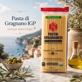 Pastai Gragnanesi Spaghetti alla Chitarra, 17.6 oz (500 g), Organic Italian Pasta di Gragnano IGP, Italian Spaghetti, Wheat Spaghetti, Slow Dried Pasta, Traditional Chitarra Shape (Pack of 5)