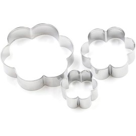 GOOD STUFF Set of 3 Stainless Steel Cookie Cutters Flower Shaped Cutters in 3 Different Sizes
