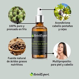 Aceite de Ricino Orgánico 100% Puro y Natural - Prensado en Frío, Sin Hexanos, Sin Refinar - Para Crecimiento de Cabello, Pestañas, Cejas y Piel - Hid