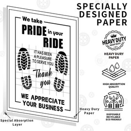 100Pcs Paper Floor Mats for Cars, Disposable White Automotive Floor Mats Kraft Paper, Waterproof Car Foot Pads Protective Papers, Thank You Mats for Car Detailing, Auto Dealership (20" x 16") - Color: white 100pcs