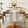 Wracra Linen Table Runner, Farmhouse Macrame Table Runners 72 Inches