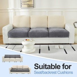 WEYOND Sectional Sofa Covers Washable, Individual Couch Cushion Covers Softer Chenille Fabric, Sofa Back Covers Stretch L Shaped Couch Covers (3PC Seat Cushion Covers, Dark Grey)