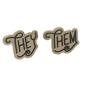 They/Them Stud Earrings - 24k Gold Plated - Make Your Pronouns Easilty Known - Pronoun Earrings by Dissent Pins