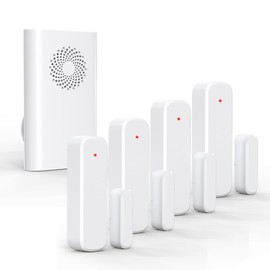 Wireless Door Chime, Door Open Sensor Alarm When Entry Business/Office/Store (500ft Range 51 Ringer Adjustable Volume) Home Alert Bell for Kid/Toddler Safety,1 Receiver +4 Sensors