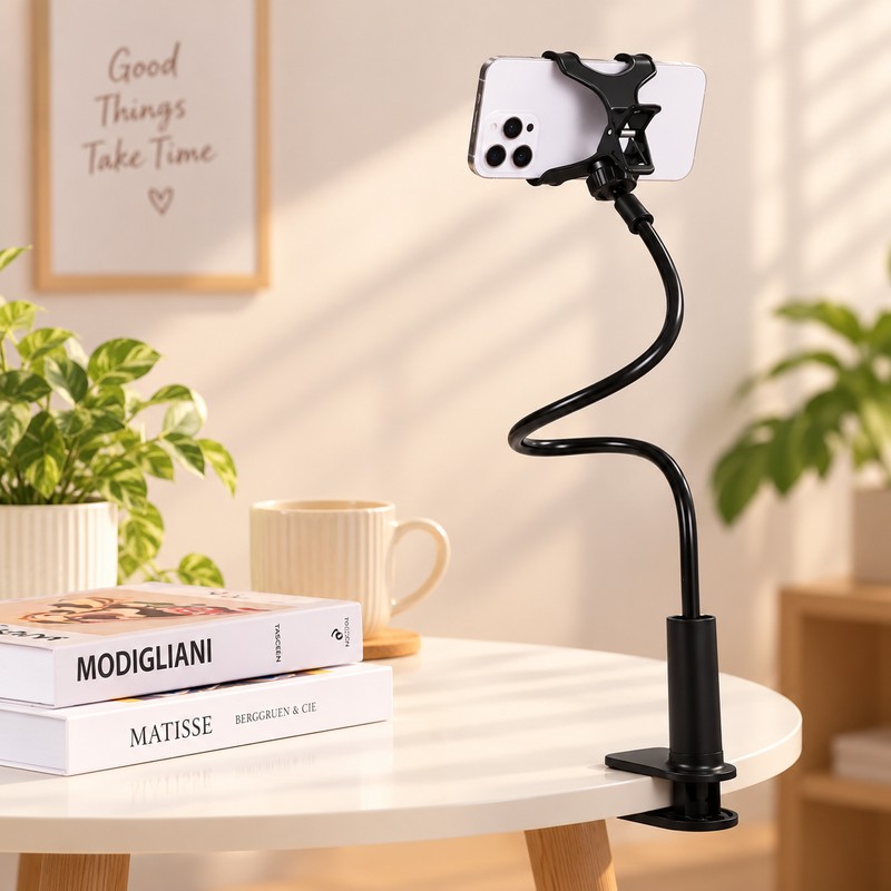 Flexible Long Arm Phone Holder for Hands-Free Viewing – Adjustable