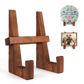 DEBETOOL Wooden Plate Stand - 8.8inch Wood Plate Holder Stand for Display, Rustic Wooden Picture Frame Holder Stand, Decorative Table Top Easels for Display