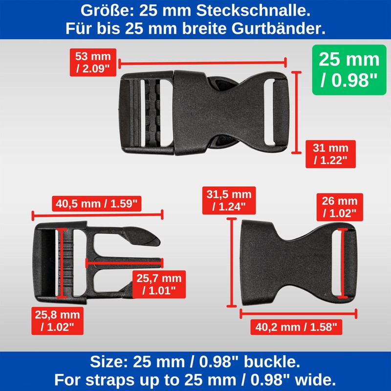 Your Day Mate Buckle, 25 mm, plastic, snap buckle, replacement