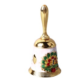 HandBell, Brass Exquisite Compact Service Bell for Dinner (Gold with Colorful White)