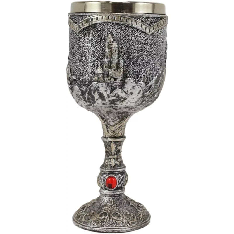Medieval Castle Jostling Knights On Horse King's Tournament Wine Goblet