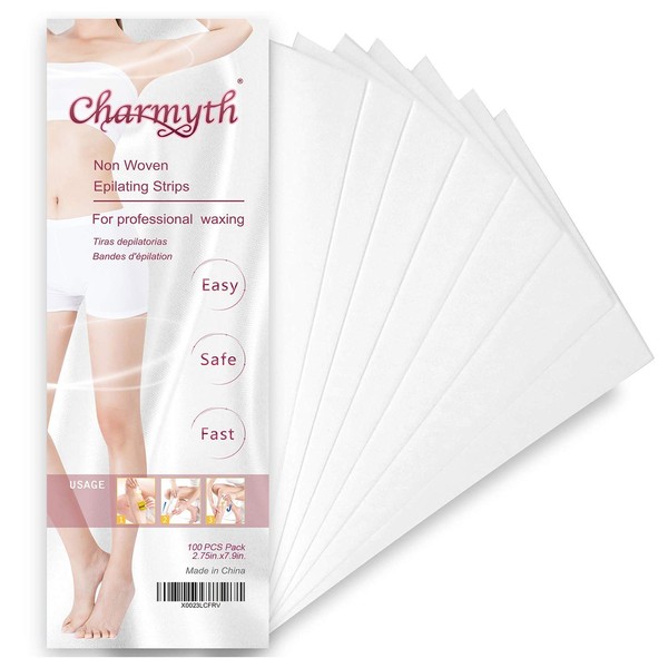 CharMyth Wax Strips, Waxing, Hair Removal, Epilating Strips, Body and Facial Depilatory Paper for Women and Men, Disposable Non-Woven Waxing Strips(100 PCS)