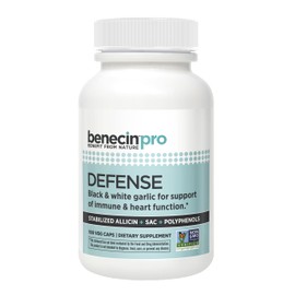 Benecin Defense PRO 3000 mcg Stabilized Allicin per Capsule | Plus high Amounts of SAC & Polyphenols from Black Garlic | Powerful Support of Immune & Heart Function Vegetarian Caps (Pack of 100)