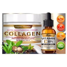 #1 MEJOR suero antienvejecimiento vitamina C vitamina E y crema de colágeno ácido hialurónico