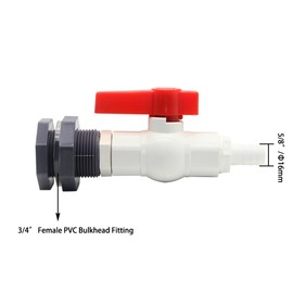 JoyTube Rain Barrel Spigot PVC Bulkhead Fitting with Ball Valve and 5/8"(16mm) Hose Barb Fitting for Rain Barrel Water Tanks Aquariums Tubs Pools Garden(For 16mm ID Hose), Set of 2