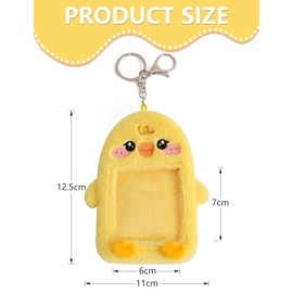Gwezmxs Plush Photocard Holder Chain, Photo Card Holder for Badge & ID Card – 12 x 11 cm, Yellow
