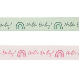 Halbach Seidenbänder Baby Gift Ribbon 25 mm x 16 m Decorative Ribbon for Baby Shower and for Wrapping Gifts for Baby Showers, Colour: Mint / Green