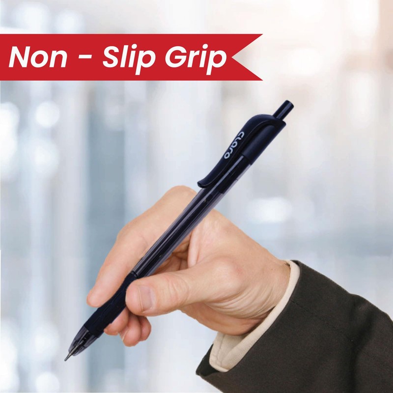CLARO Trion Grip RT Retractable Ballpoint Pens, BLACK, Fine Point
