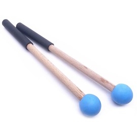 Jiayouy 8 Inch Rubber Head Percussion Mallets Sticks for Tongue Drum, Xylophone,Glockenspiel, Woodblock, Bell Pack of 2 Blue