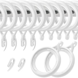 WCIC Pack of 32 Curtain Hooks Plastic Curtain Rings Shower Curtain Rings 40 mm Inner Diameter for Window Curtain Bed Curtain Shower Curtain Curtain Hooks for Hanging