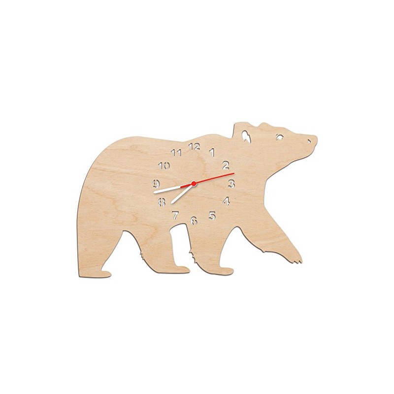Children's Wooden Bear Wall Clock for Girls & Boys No