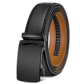 KEMISANT Mens Belt, Leather Ratchet Belt Customizable Fit,Effortless Style 35mm(Black,48"-56" Waist Adjustable)