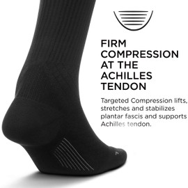 Feetures Plantar Fasciitis Cushion Crew Sock Black (Large)