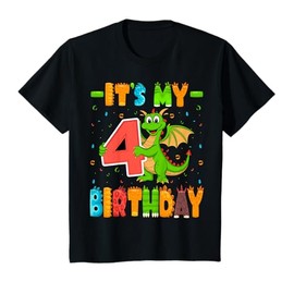 Kids It's My 4th Birthday Dragon Lover 4 Years Old Kids T-Shirt