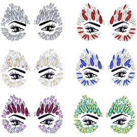 Zac's Alter Ego Pack of 6 Crystal Face Gems/Jewels - Summer Festival Body Art Unicorn Mermaid Bindi Rave Bohemian Party