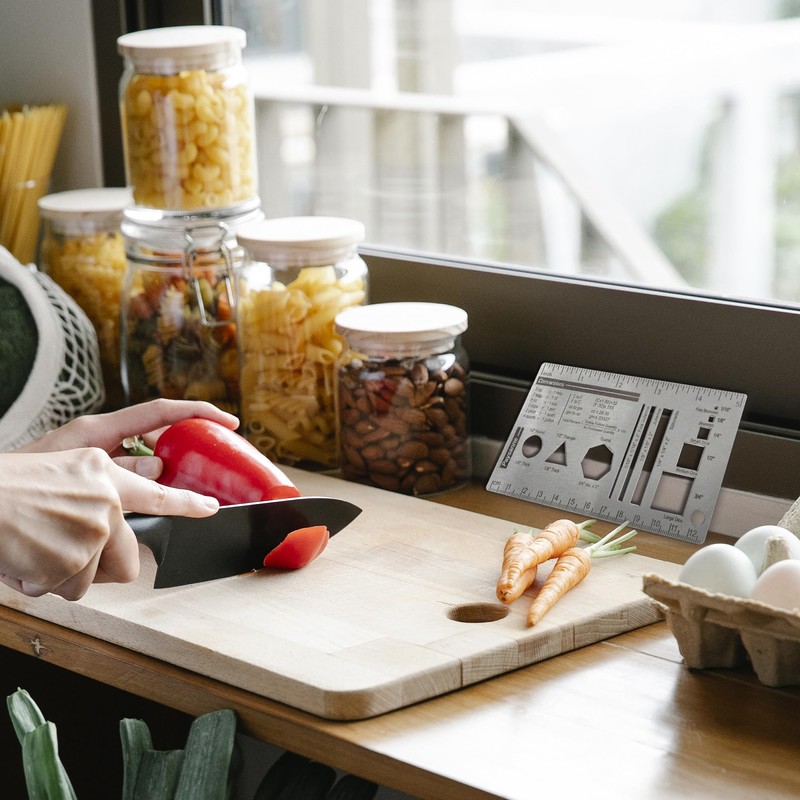 UPTTHOW Culinary Ruler Stainless Streel Mini Cutting Reference Template Cooking