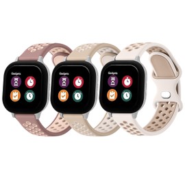 3-Pack Silicone Bands Compatible with Gizmo Watch 3 2 1/Gabb Watch 3 2 1/SyncUP Watch,Cosmo JrTrack 4/3/2 SE/2/JrTrack Band, 20mm Soft Breathable Waterproof Watch Band (Smoke Violet+Starlight+Milk Tea)