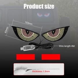 RACBOX Blue Red LED Devil Eyes Light for Cars, Rear Window USB LED Demon Eye Lights Sign Lights with Blinking, Plug and Play