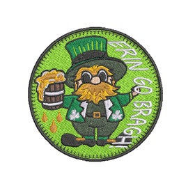 Saint Patrick's Day Beer Patch Embroidered 3.5" Iron-On/Sew-On Applique Premium Detailed, Irish Holiday Ireland Clover Lucky Green Shamrock Leprechaun, Vest Jacket Jean Bag Hat Clothing Religious