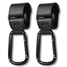 Pram Hooks for Changing Bags, Pram Hooks, Set of 2, Universal Carabiner, Buggy Clips, Black, for Attaching Bags to Pram Accessories, Buggy or Pushchair