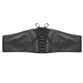 BSLLNEK Women’s Corset Waist Belt, Vintage Lace-up Elastic Tied Waspie Cinch Belts for women (A-black, Fits Waist 42"-45")