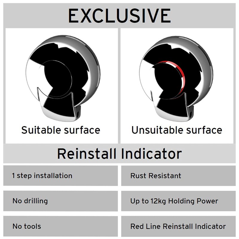 Showerdrape Black Suction Cup Towel Ring Wall mounted Towel Holders