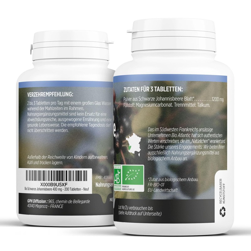 Organic Blackcurrant 1200 mg per Day - Blackcurrant - 200