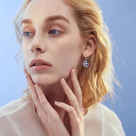 PARYFO Sun and Moon Earrings 925 Sterling Silver with Crystal Moonstone Crescent Moons Sunburst Earrings Sun Moon Jewelry for Women Wife Mother