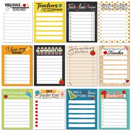 Teacher 12 Pcs Notepad Sets Lined Notepads Teacher to Do List Memo Notepads for Teacher Appreciation Present Colored Sticky Notes Cute Paper Stationery Organizer Supplies for School (Cute Style)