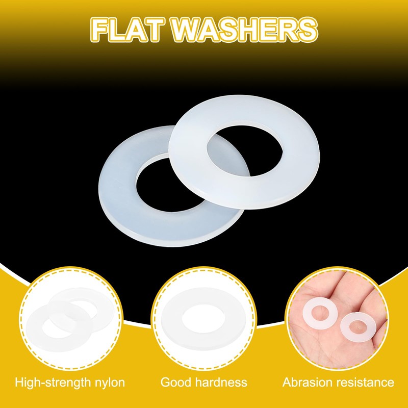 PATIKIL M10 Nylon Flat Washers, 120 Pcs 10mm ID 20mm