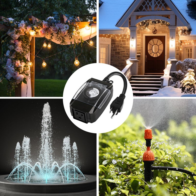 M EGA MEGACUBE Outdoor Timer Outlet Waterproof, 24 Hour Mechanical