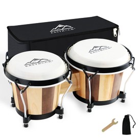 EASTROCK Bongo Drum 6” and 7” Bongos Set for Adults Kids Beginners Professionals Tunable Wood and Metal Drum Percussion Instruments with Bag and Tuning Wrench（Stripe）