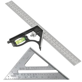 2 Pcs Set Square Carpentry,Square Tool Carpenters Square Combination Square,Carpentry Tools and Equipment Woodworking Tools,Level for Accurate and Adjustable Woodworking Measurement