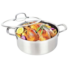 Brentwood 3-Ply Hybrid Non-Stick Laser Etched Stainless Steel Induction Ready Frying Pan (B-DUH26L, 6-Quart)