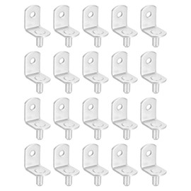 sourcing map 50Pcs Shelf Support Pegs, 5mm L-Shaped Bracket with Hole, Metal Support Pegs Holder for Kitchen Cabinet Bookcase (Silver)