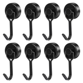 ZOEDO Magnetic Hooks, Set of 8 with Magnets, Super Strong, Rust Free, Small, Stainless Steel, Rust Resistant, Vertical Load Capacity 33.1 lbs (15 kg), For Kitchen, Office, Bathroom, Bath, Wall