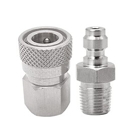 HMKUGO Universal 1/8 NPT Female Connector and 8mm Male Plug Fill Nipple Quick-Disconnect Set, Stainless Steel Remote Line Male & Female Set for PCP Foster Paintball Airsoft Air Gun Tool