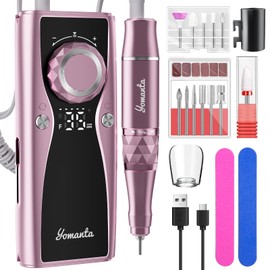 Electric Nail Drill Professional Kit: 35,000 RPM USB Rechargeable Efile Nail Drill Nail File with 12 Bits for Polishing Gel/Acrylic Nails- Portable Manicure Tool Set for Salon/Home-Pink